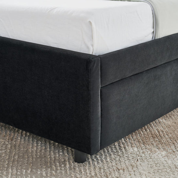 English Elm Full Size Upholstered Tufted Daybed Frame With Storage Drawers, Plush Velvet In Elegant Black Finish W1413S00088