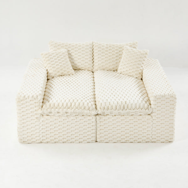 English Elm Luxury Turtle Velvet Multifunctional Sofa - Modular 4-Seater White/Green/Black/Pink, 400lb Capacity, Cozy Stylish Living Room Statement Piece W3371S00039