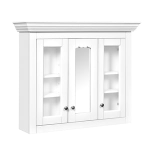 English Elm 35" Bathroom Medicine Cabinet with Mirror — 5 Adjustable Shelves, Wall-Mounted Storage, Modern White Elegance N710P264306K