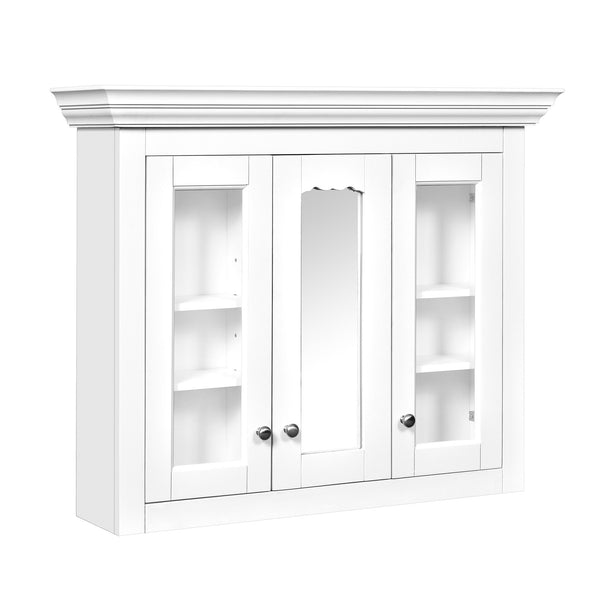 English Elm 35" Bathroom Medicine Cabinet with Mirror — 5 Adjustable Shelves, Wall-Mounted Storage, Modern White Elegance N710P264306K