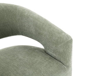 English Elm Contemporary Sculpted Barrel-Back Arm Chair with Smooth Casters, Neutral Textured Upholstery, Stylish Accent Seating Green 27 L x 26 W x 33 H B2741P400837