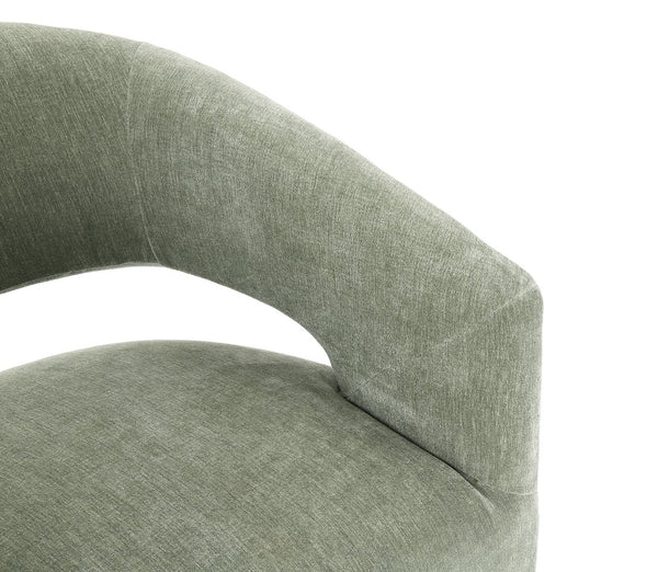 English Elm Contemporary Sculpted Barrel-Back Arm Chair with Smooth Casters, Neutral Textured Upholstery, Stylish Accent Seating Green 27 L x 26 W x 33 H B2741P400837