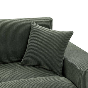 English Elm Corduroy Modular Sectional Sofa with Dual Ottomans for Flexible Living Room Seating Dark Green B2748S00023