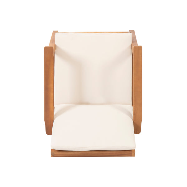 English Elm Christopher Knight Home® - Outdoor Acacia Wood Club Chairs Set of 2 with Water-Resistant Beige Cushions, Open Slat Design, Durable 66464.00CRM