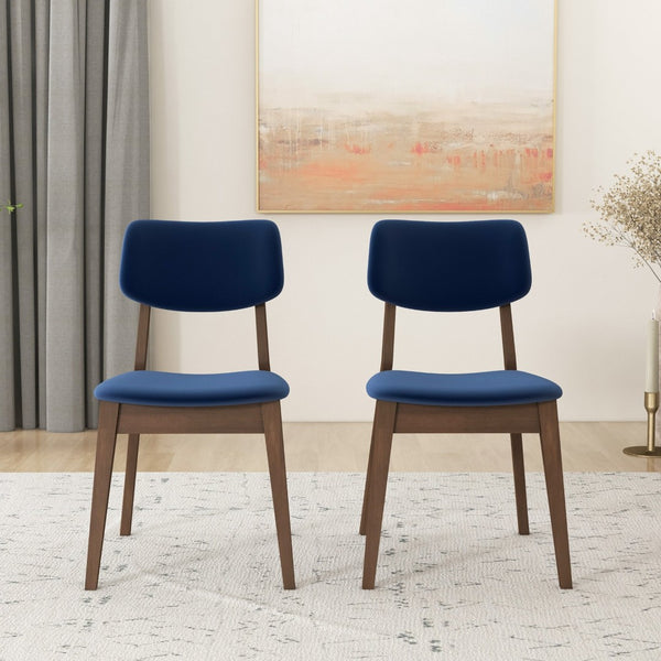 English Elm Carlos Mid-century Velvet Dining Chairs Split Back Wood Legs Set of Two B183P231032