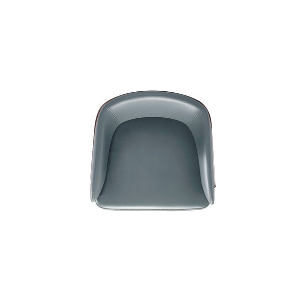 English Elm Reeva Wood Vegan Leather Dining Chair Gray with Walnut Beech Frame, Gold-Tip Legs, Plush Seat (32") B365P397693