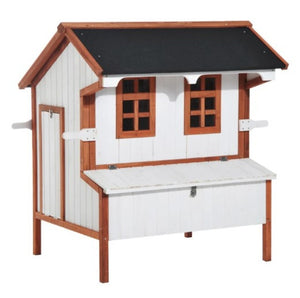 English Elm Portable Fir Wood Chicken Coop Raised Backyard Hutch with Nesting Box and Ramp T3971P432629