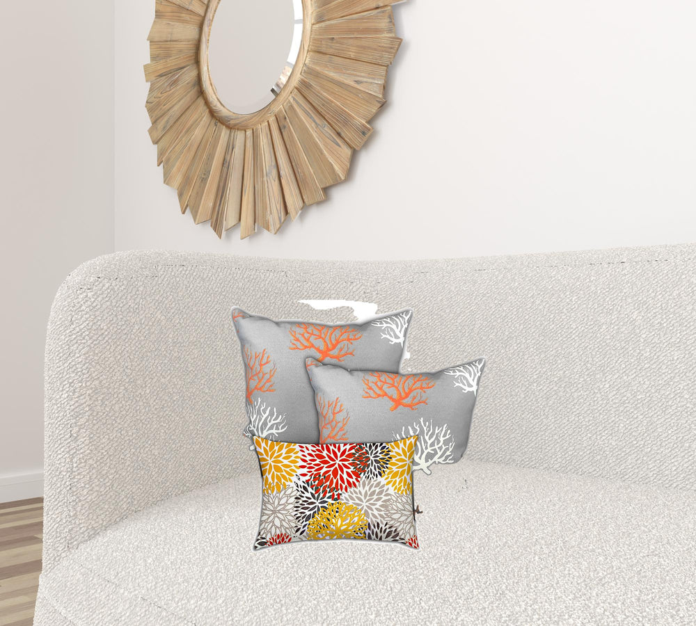 Homeroots Set Of Three 19" X 19" Gray And White Zippered Coastal Throw Indoor Outdoor Pillow Cover  Uv Protected Polyester 472721