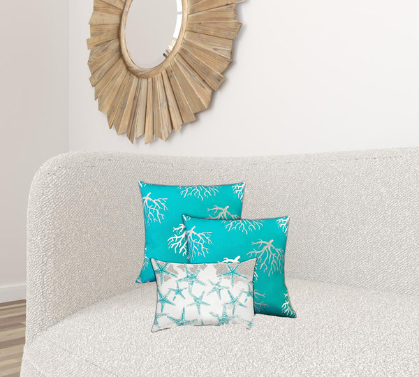 Homeroots Set Of Three 19" X 19" Ocean Blue And White Zippered Nautical Throw Indoor Outdoor Pillow Cover  Uv Protected Polyester 472726