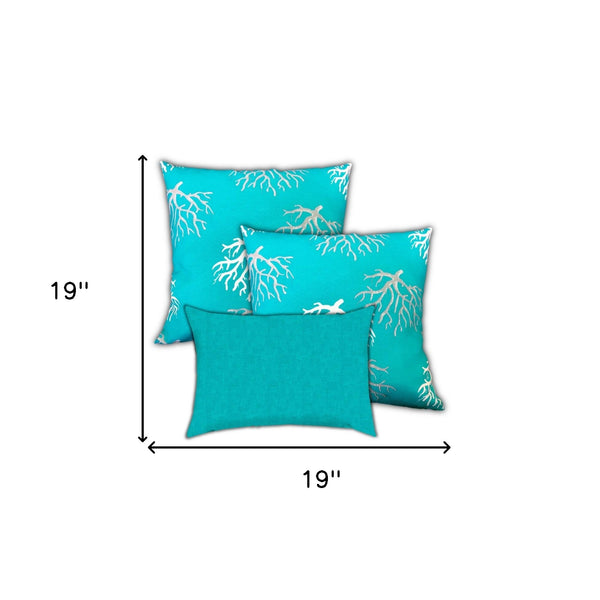 Homeroots Set Of Three 19" X 19" Ocean Blue And White Zippered Coastal Throw Indoor Outdoor Pillow Cover  Uv Protected Polyester 472727
