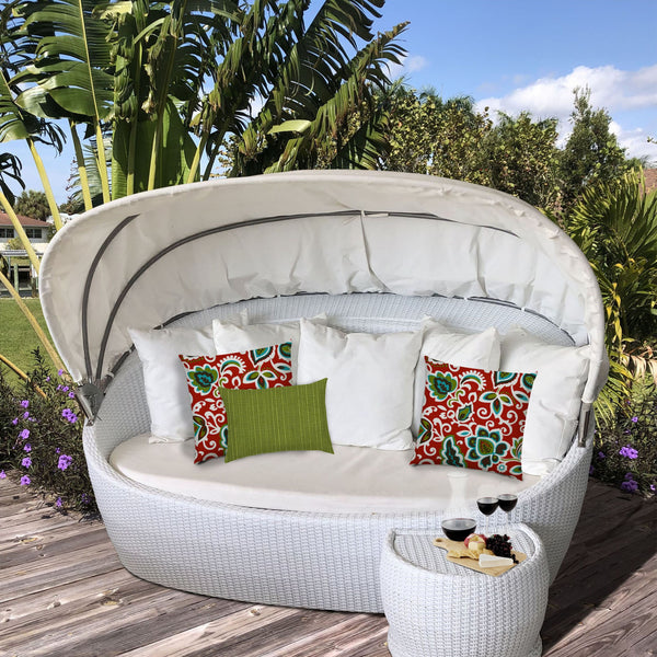 Homeroots Set Of Three 19" X 19" White And Red Zippered Floral Throw Indoor Outdoor Pillow Cover  Uv Protected Polyester 472733