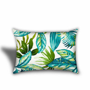 Homeroots Set Of Three 19" X 19" White And Green Zippered Tropical Throw Indoor Outdoor Pillow Cover  Uv Protected Polyester 472738