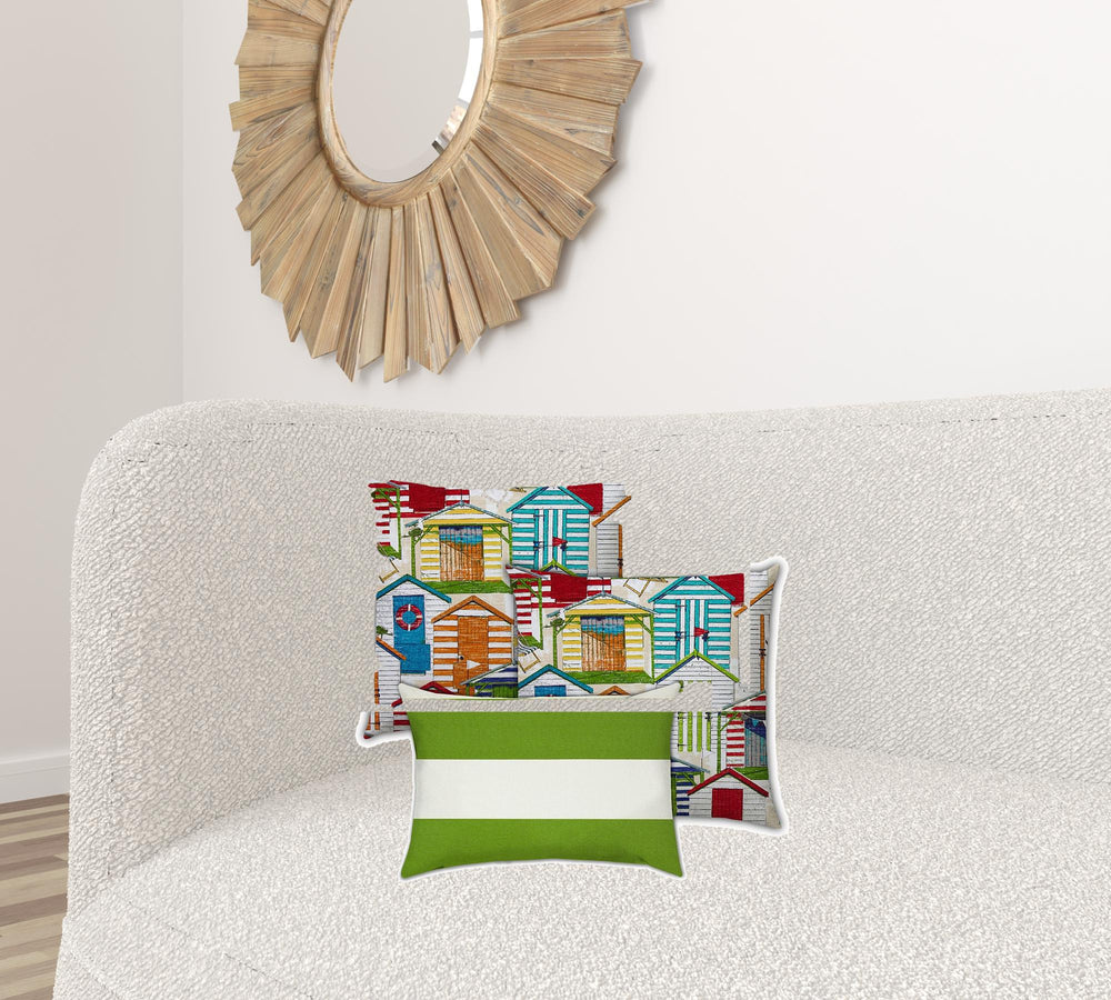 Homeroots Set Of Three 19" X 19" Orange And White Zippered Striped Throw Indoor Outdoor Pillow Cover  Uv Protected Polyester 472739