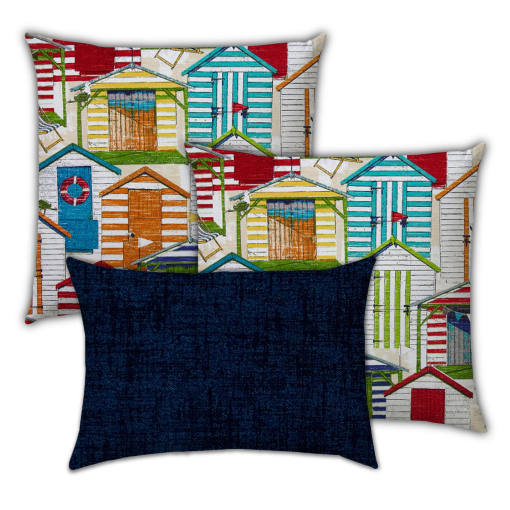 Homeroots Set Of Three 19" X 19" Orange And White Zippered Throw Indoor Outdoor Pillow Cover   472741