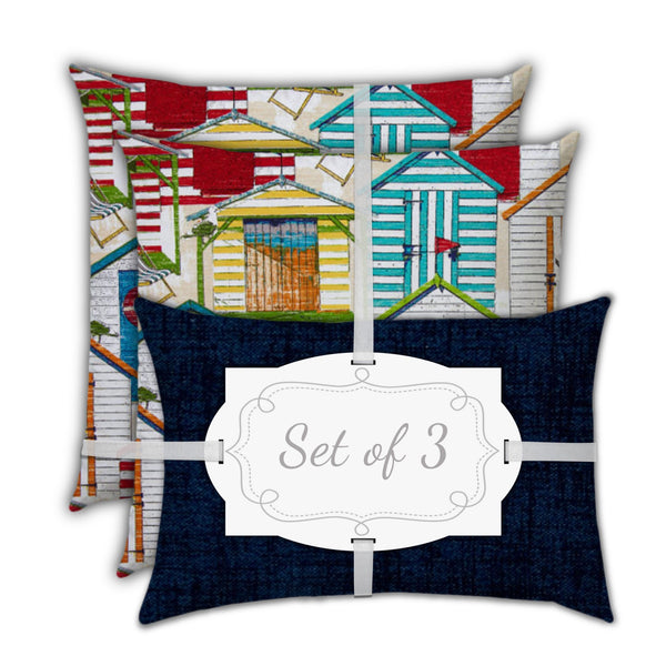 Homeroots Set Of Three 19" X 19" Orange And White Zippered Throw Indoor Outdoor Pillow Cover   472741