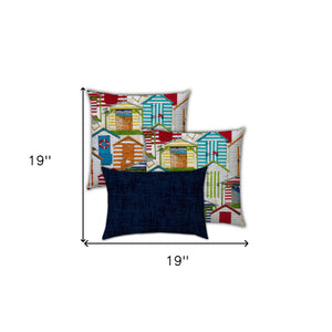 Homeroots Set Of Three 19" X 19" Orange And White Zippered Throw Indoor Outdoor Pillow Cover   472741