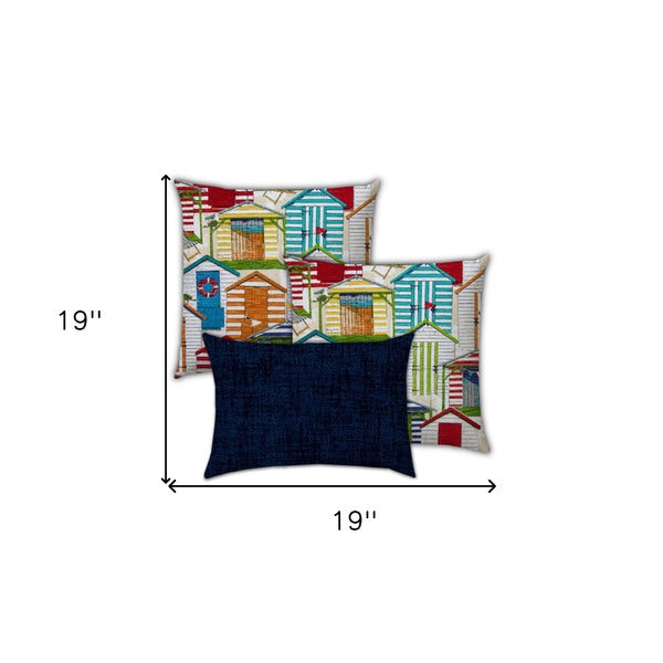 Homeroots Set Of Three 19" X 19" Orange And White Zippered Throw Indoor Outdoor Pillow Cover   472741