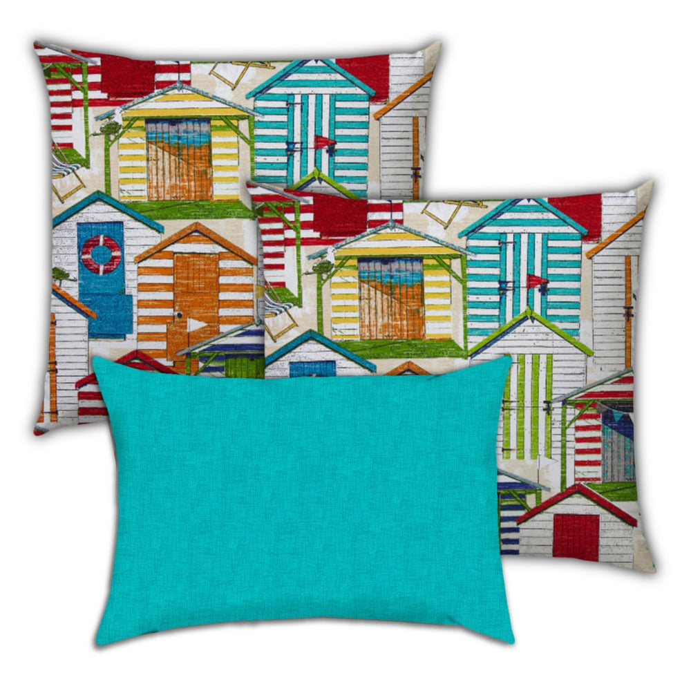 Homeroots Set Of Three 19" X 19" Orange And White Zippered Solid Color Throw Indoor Outdoor Pillow Cover  Uv Protected Polyester 472742