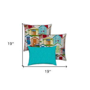 Homeroots Set Of Three 19" X 19" Orange And White Zippered Solid Color Throw Indoor Outdoor Pillow Cover  Uv Protected Polyester 472742