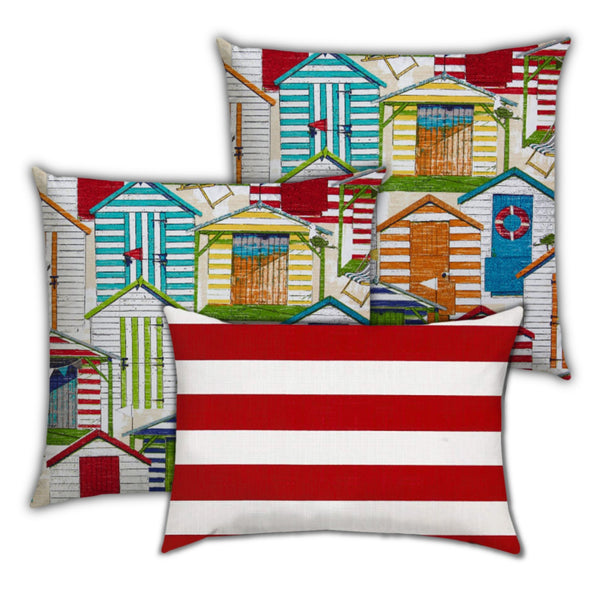 Homeroots Set Of Three 19" X 19" Orange And White Zippered Striped Throw Indoor Outdoor Pillow Cover  Uv Protected Polyester 472744