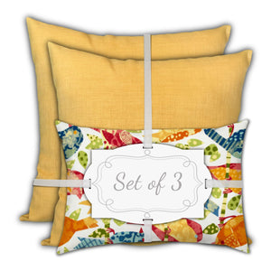 Homeroots Set Of Three 19" X 19" Gold And White Bird Zippered Solid Color Throw Indoor Outdoor Pillow Cover  Uv Protected Polyester 472772