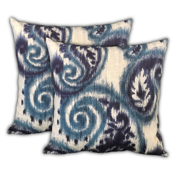 Homeroots Set Of Three 19" X 19" Navy Blue And White Zippered Paisley Throw Indoor Outdoor Pillow Cover  Uv Protected Polyester 472774