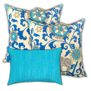 Homeroots Set Of Three 19" X 19" Gray And White Zippered Floral Throw Indoor Outdoor Pillow Cover  Uv Protected Polyester 472790