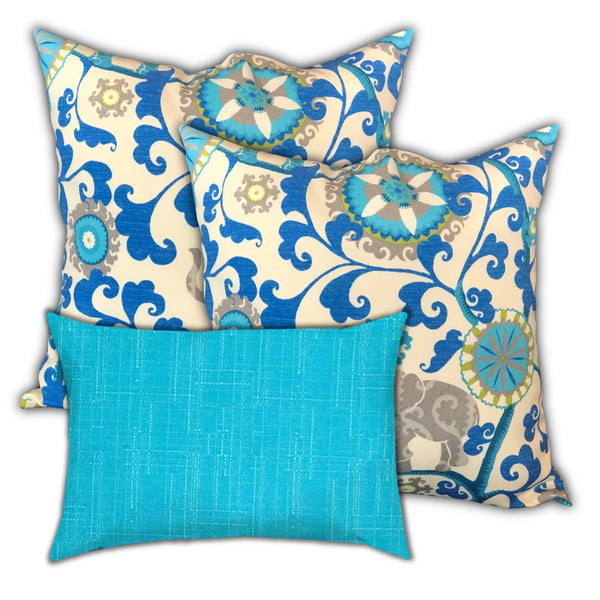 Homeroots Set Of Three 19" X 19" Gray And White Zippered Floral Throw Indoor Outdoor Pillow Cover  Uv Protected Polyester 472790