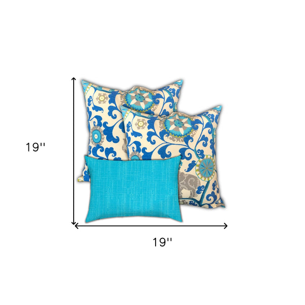 Homeroots Set Of Three 19" X 19" Gray And White Zippered Floral Throw Indoor Outdoor Pillow Cover  Uv Protected Polyester 472790