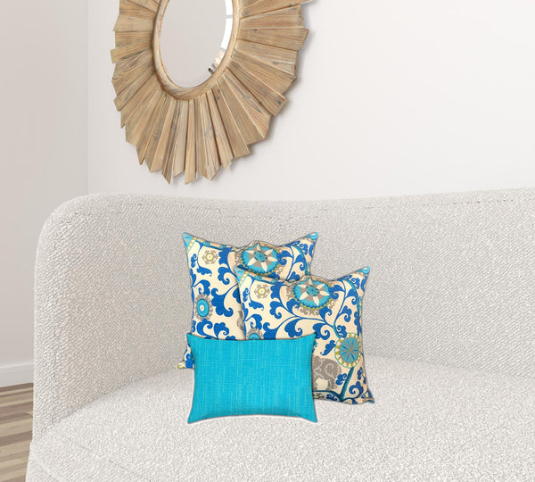 Homeroots Set Of Three 19" X 19" Gray And White Zippered Floral Throw Indoor Outdoor Pillow Cover  Uv Protected Polyester 472790