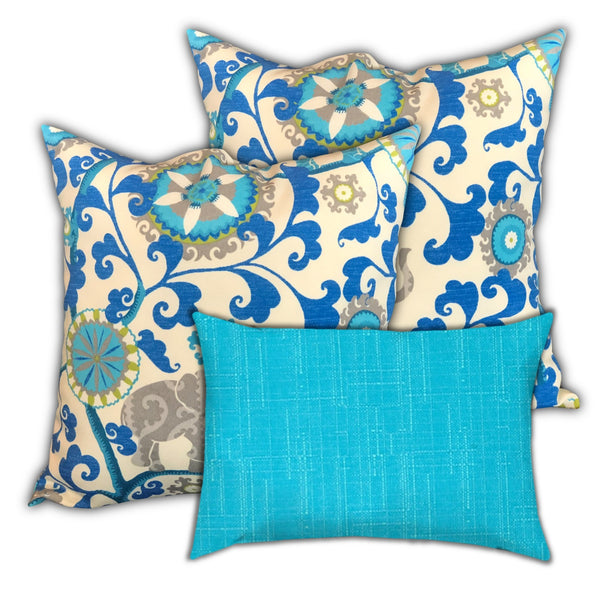 Homeroots Set Of Three 19" X 19" Gray And White Zippered Floral Throw Indoor Outdoor Pillow Cover  Uv Protected Polyester 472790