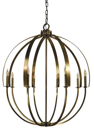 Framburg 8-light Spherical Luna Chandelier – Handcrafted Elegance With Soft Indirect Lighting For Your Home Antique Brass Metal 4728 Ab