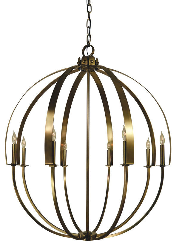 Framburg 8-light Spherical Luna Chandelier – Handcrafted Elegance With Soft Indirect Lighting For Your Home Antique Brass Metal 4728 Ab