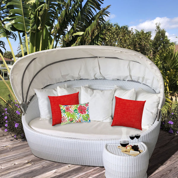 Homeroots Set Of Three 19" X 19" Red And White Zippered Solid Color Throw Indoor Outdoor Pillow Cover  Uv Protected Polyester 472800