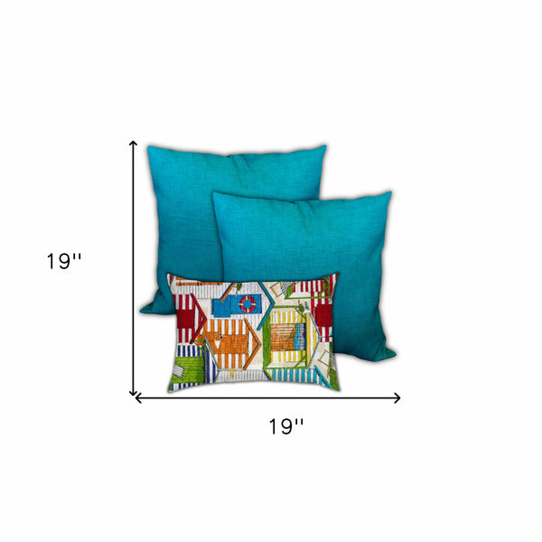 Homeroots Set Of Three 19" X 19" Orange And White Zippered Solid Color Throw Indoor Outdoor Pillow Cover  Uv Protected Polyester 472803