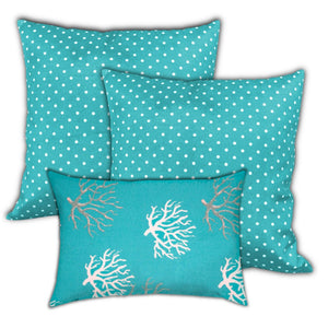 Homeroots Set Of Three 19" X 19" Ocean Blue And White Zippered Polka Dots Throw Indoor Outdoor Pillow Cover  Uv Protected Polyester 472839