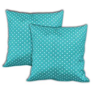 Homeroots Set Of Three 19" X 19" Ocean Blue And White Zippered Polka Dots Throw Indoor Outdoor Pillow Cover  Uv Protected Polyester 472839