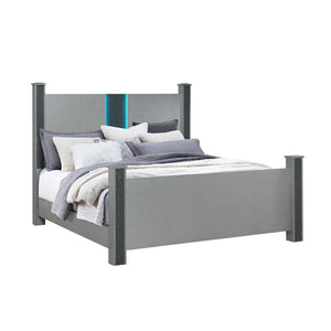 English Elm Lorenzo Silver 5Pc Queen Bedroom Set - Glamorous Design With Speaker Headboard & Spacious Storage B201S00292