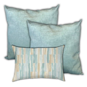 Homeroots Set Of Three 19" X 19" Tan And Seafoam Zippered Solid Color Throw Indoor Outdoor Pillow Cover  Uv Protected Polyester 472854