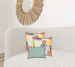 Homeroots Set Of Three 19" X 19" Seafoam And White Zippered Floral Throw Indoor Outdoor Pillow Cover  Uv Protected Polyester 472858