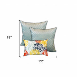 Homeroots Set Of Three 19" X 19" Seafoam And White Zippered Polka Dots Throw Indoor Outdoor Pillow Cover  Uv Protected Polyester 472880