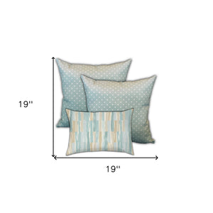 Homeroots Set Of Three 19" X 19" Tan And Seafoam Zippered Polka Dots Throw Indoor Outdoor Pillow Cover  Uv Protected Polyester 472882