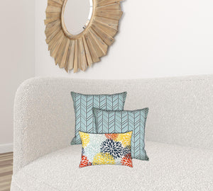 Homeroots Set Of Three 19" X 19" Seafoam And White Zippered Floral Throw Indoor Outdoor Pillow Cover  Uv Protected Polyester 472883