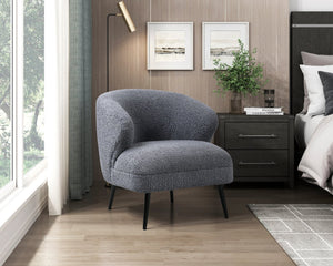 English Elm Luxury Boucle Accent Chair with High-Density Foam, Curved Mid-Century Design, Plush Seat Comfort Dark Gray 26.5 L x 29.5 W x 22 H B011P283279