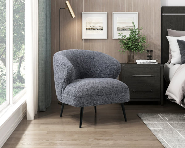 English Elm Luxury Boucle Accent Chair with High-Density Foam, Curved Mid-Century Design, Plush Seat Comfort Dark Gray 26.5 L x 29.5 W x 22 H B011P283279
