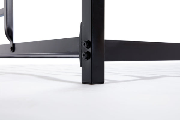 English Elm Adam Twin Over Twin Metal Bunk Bed In Black With White Mesh Guardrails - Safe, Stylish, Space-Saving! B083P170084