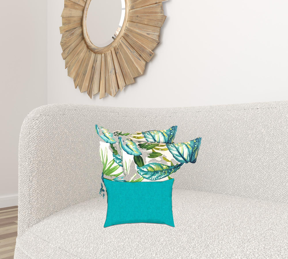 Homeroots Set Of Three 19" X 19" White And Gray Zippered Tropical Throw Indoor Outdoor Pillow Cover  Uv Protected Polyester 472914