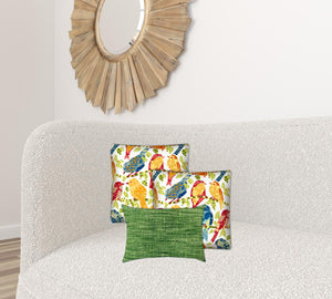 Homeroots Set Of Three 19" X 19" Gold And White Bird Zippered Throw Indoor Outdoor Pillow Cover  Uv Protected Polyester 472937