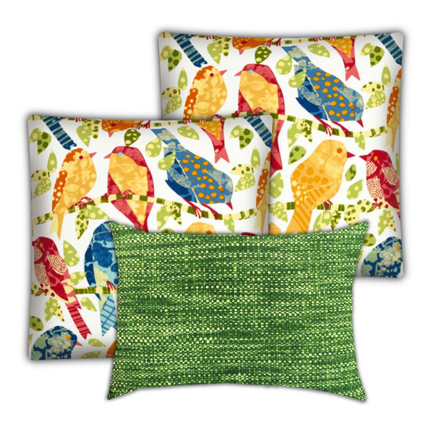 Homeroots Set Of Three 19" X 19" Gold And White Bird Zippered Throw Indoor Outdoor Pillow Cover  Uv Protected Polyester 472937