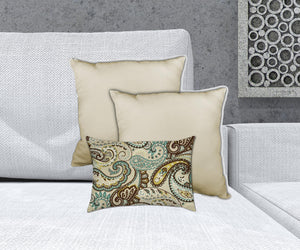 Homeroots Set Of Three 19" X 19" Brown And Tan Zippered Paisley Throw Indoor Outdoor Pillow Cover   472943